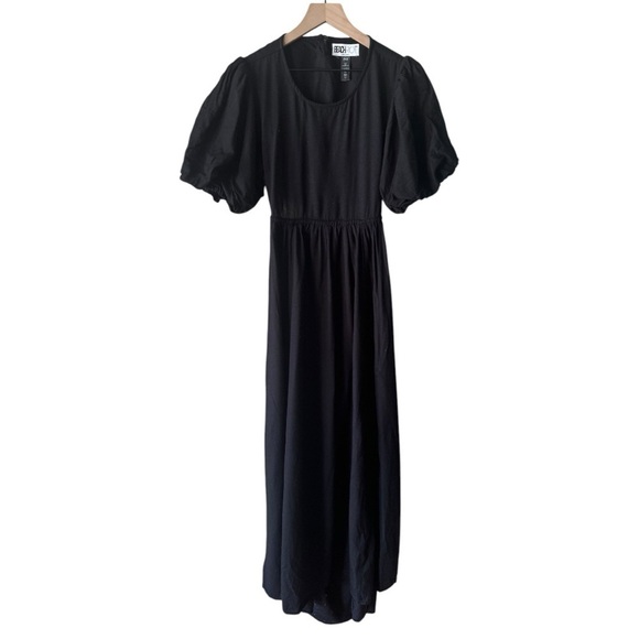 Beach Riot Weston Cutout Puff Sleeve Back Linen Blend Maxi Dress - Black - Large - Picture 3 of 11